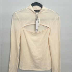 NWT Sanctuary Cut It Out Mock Neck Ribbed Pullover Large